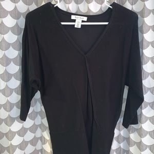 Black 3/4 length sleeve, V neck sweater